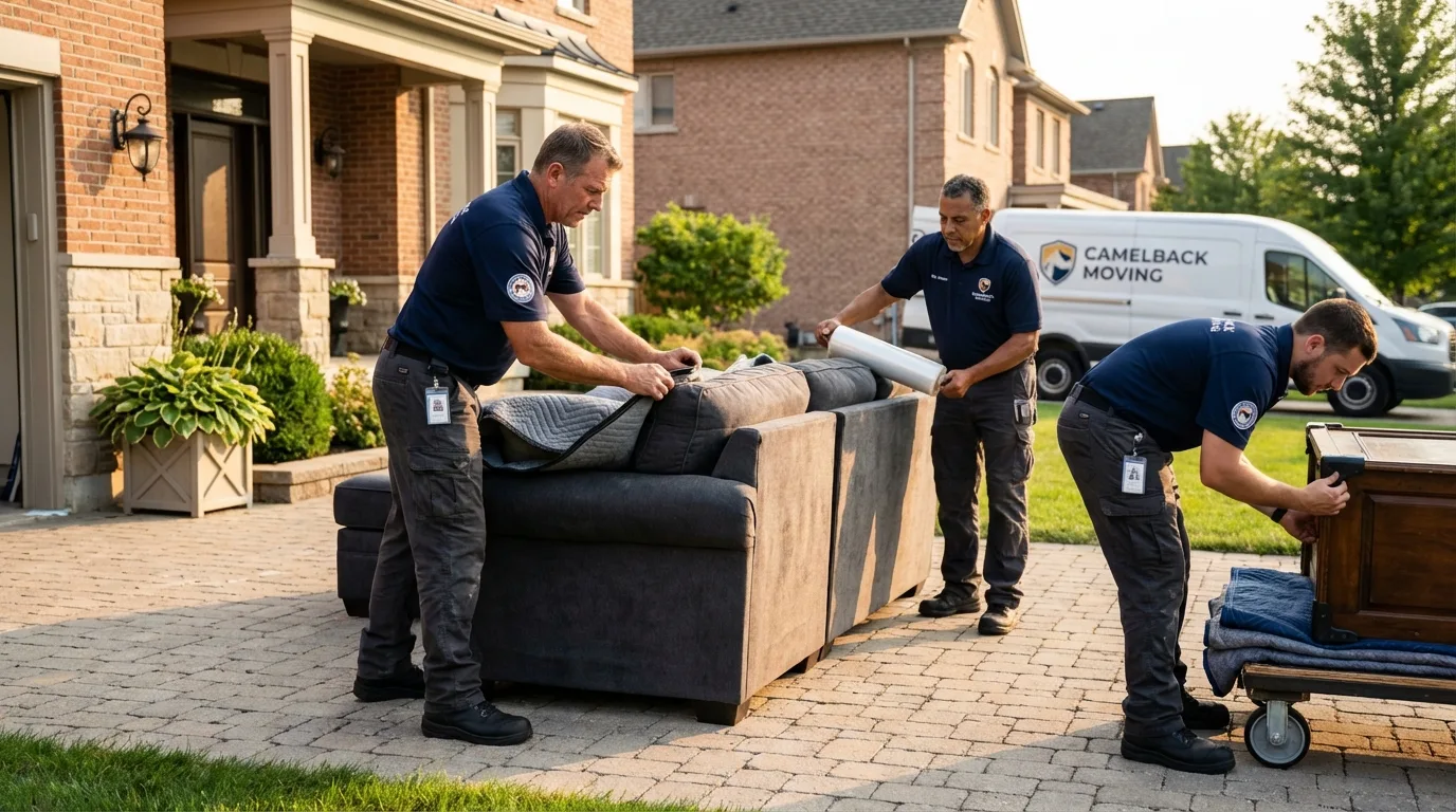 Large estate moving crew wrapping furniture in Christmas, FL